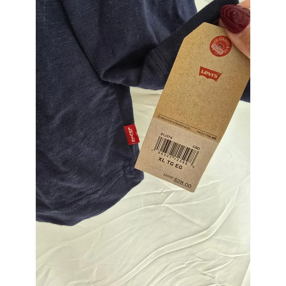 Kids Levi's Navy Blue Long Sleeve Henley Shirt Size XL TG‎ EG